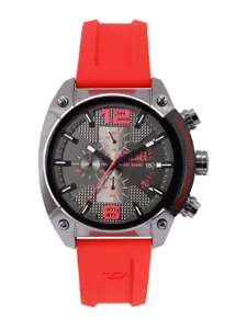 DIESEL Men Overflow Patterned Dial & Silicone Straps Analogue Chronograph Watch DZ4481