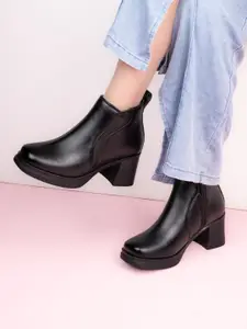 The Roadster Lifestyle Co Women Casual Square-Toe Block-Heeled Chelsea Boots