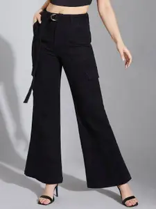Life With Pockets Women Wide Leg High-Rise Stretchable Cargo Styles Jeans