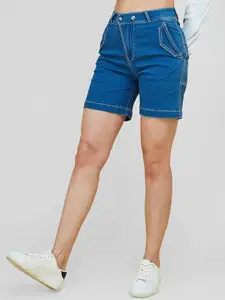Life With Pockets Sky Roar  Women High-Rise Regular Fit Denim Shorts