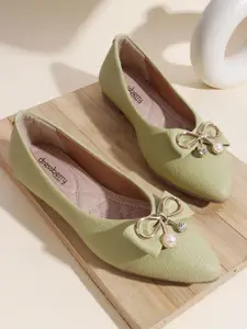 DressBerry Women Textured Mojaris with Bows Flats