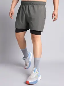 CULT Men Dark Grey Running Plus Size In-Built Shorts