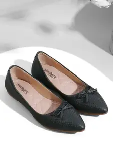 DressBerry Women Textured Casual Mojaris Flats with Bow