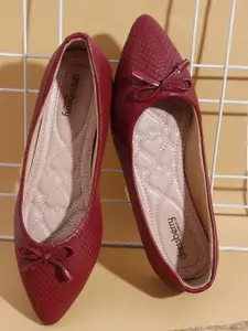 DressBerry Women Textured Ballerinas with Bows Flats