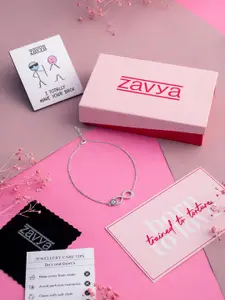 Zavya 925 Sterling Silver Rhodium-Plated CZ-Studded Infinity Charm Anklet Gift Hamper