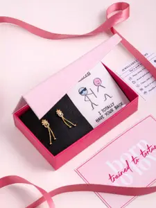 Zavya 925 Sterling Silver Cubic Zirconia Gold-Plated Contemporary Drop Earrings