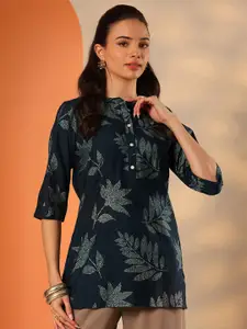 Libas Women Floral Printed Mandarin Collar Short Kurti