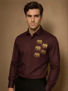 HE SPOKE Men Smart Tailored Fit Animal Party Shirt