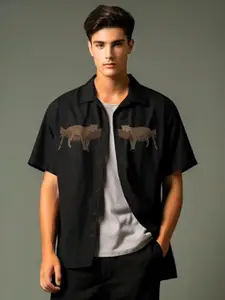 HE SPOKE Men Smart Tailored Fit Animal Printed Casual Shirt