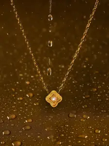 Accessorize Stainless Steel 14k Gold-Plated Cubic Zirconia Studded Minimal Necklace