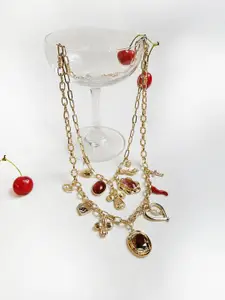 Accessorize Crystals Studded Layered Charm Necklace