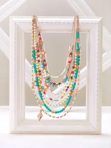 Accessorize Artificial Beaded Charm Layered Necklace