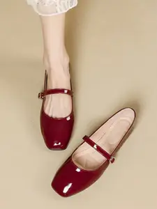 Street Style Store Women Square Toe Mary Janes Flats with Buckles