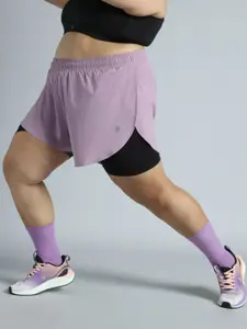 Cult Women Purple Running Essential Plus Size Built In Shorts