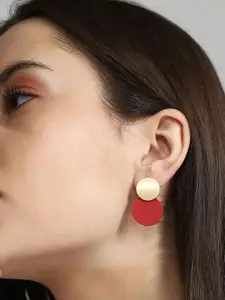 SOHI Gold-Plated The Circular-Block Drop Earrings