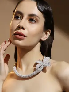 SOHI The Bling-Petalia Gold-Plated Artificial Stones Studded Necklace