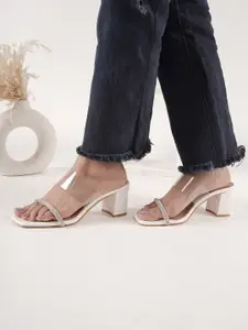 DressBerry Embellished Block Heel Sandals