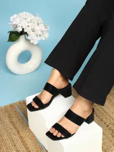 Chemistry Women Solid PU Comfort Open Toe Casual Heels