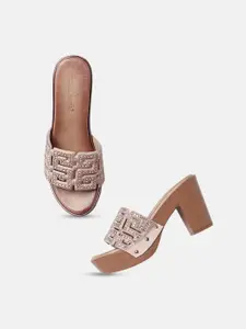 Marc Loire Women Embellished Block Heel Sandals