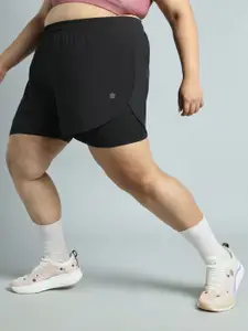 Cult Women Black Running Essential Plus Size Built In Shorts