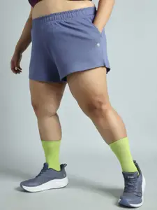 Cult Women Purple Everyday Essential Cotton Plus Size Shorts