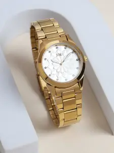 Killer Women Embellished Brass Dial & Bracelet Style Straps Analogue Watch KLW904B