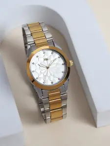 Killer Women Brass Embellished Dial & Stainless Steel Straps Analogue Watch KLW904D