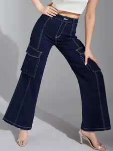 Life With Pockets Women Wide Leg Mid-Rise Stretchable Jeans