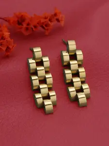 Carlton London 18kt Gold Plated Stainless Steel WatchLink Drop Earring