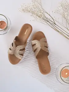 Anouk Self Design Textured Open Toe Flats