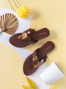 Anouk Women Ethnic Metallic Open Toe Flats