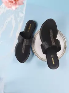 Anouk Women Solid Round Toe Party Casual T-Strap Flats