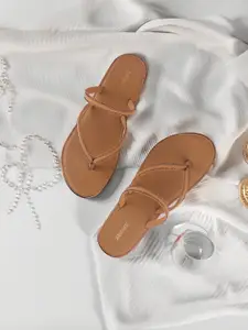 Anouk Women Solid Round Toe Casual One Toe Flats With Embellished