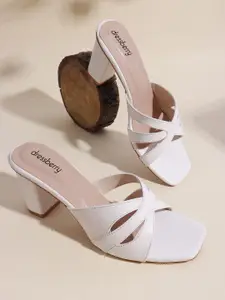 DressBerry Women Solid Square Toe Leather Sandals