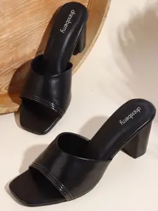 DressBerry Women Solid Square Toe Leather Sandals