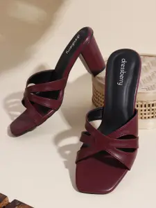 DressBerry Women Solid Square Toe Leather Sandals