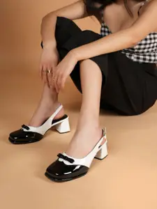 Chemistry Women Colourblocked Block Heel Pumps with Buckles