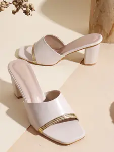 DressBerry Women Embellished Square Toe Western Embellished Leather Sandals