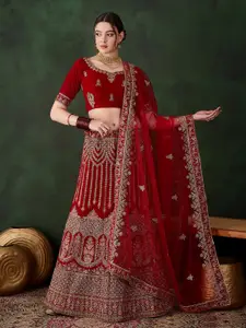 MANVAA Embroidered Semi-Stitched Lehenga & Unstitched Blouse With Dupatta