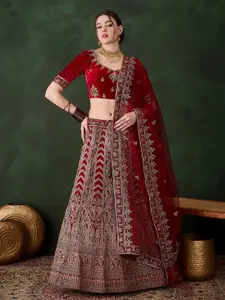 MANVAA Embroidered Semi-Stitched Lehenga & Unstitched Blouse With Dupatta