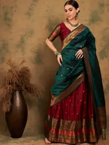MANVAA Woven Design Zari Semi-Stitched Lehenga & Unstitched Blouse With Dupatta