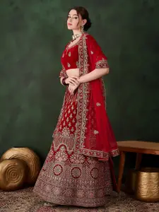 MANVAA Embroidered Semi-Stitched Lehenga & Unstitched Blouse With Dupatta