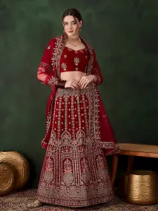 MANVAA Embroidered Semi-Stitched Lehenga & Unstitched Blouse With Dupatta