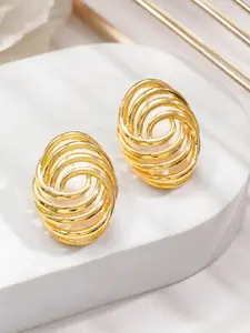 Rubans Stainless Steel 18K Gold-Plated Tarnish Free Waterproof Spiral Design Studs