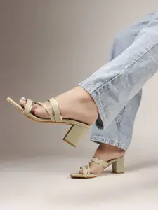 DressBerry Women Textured Block Heel Sandals