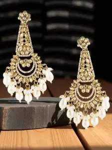 OOMPH Kundan Studded Contemporary Drop Earrings