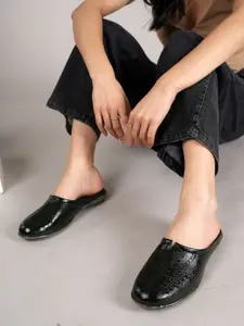 Bella Rosa Women Textured Party Mules with Bows Flats