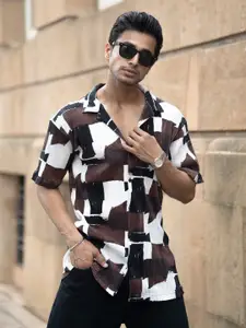 Powerlook Men Relaxed Fit Abstract Printed Spread Collar Casual Shirt