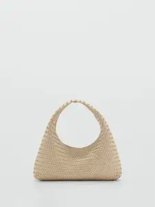 MANGO Braided Leather Shoulder Baguette