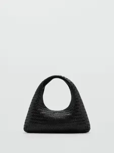 MANGO Braided Leather Shoulder Baguette